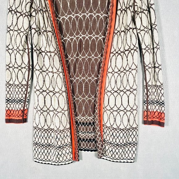 Nic Zoe Sweater Womens S Beige Orange Embroidered Open Cardigan Cottage - Picture 2 of 10